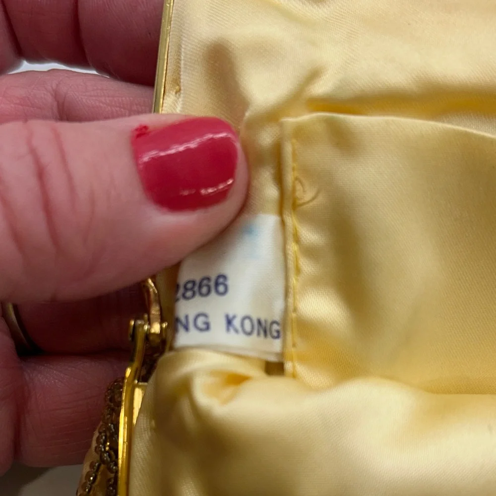 Vintage Elegant Gold Beaded Evening Bag 7”x 6” Preowned Clean